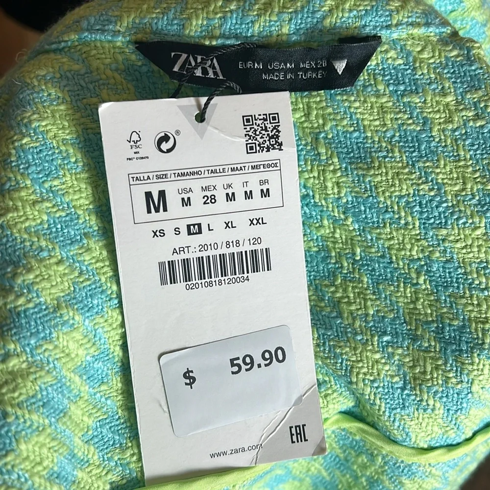 ZARA Tween Herringbone Cropped Jacket - Picture 10 of 10